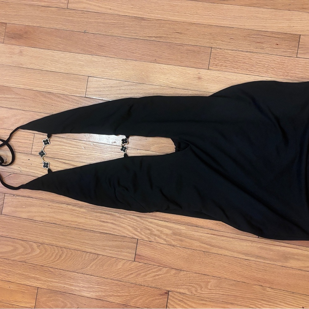 EGO Black Backless Halter Slip Dress